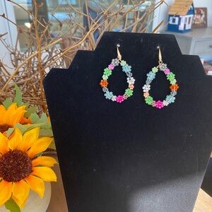 Colorful Floral Hoop Earrings